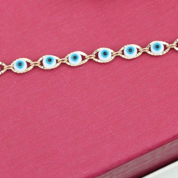 "Delicate Rose Gold Evil Eye Bracelet, XPBL0780 - Picture 11 of 12